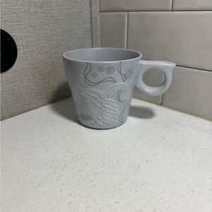 Starbucks 2016 Gray Coffee Mug Cup 12oz Embossed Mermaid Siren Tail Anniversary